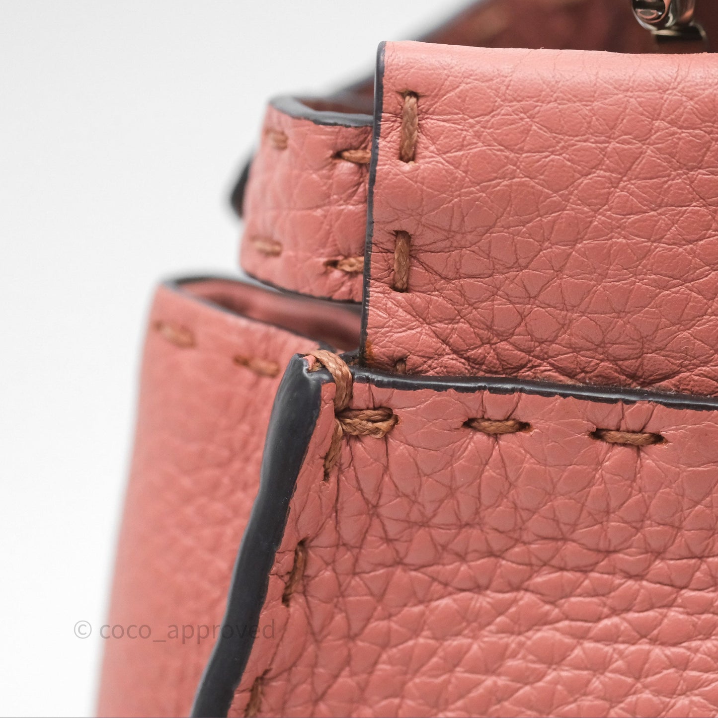Fendi Mini Peekaboo Bag Pink Grained Leather/Python Silver Hardware with Defender