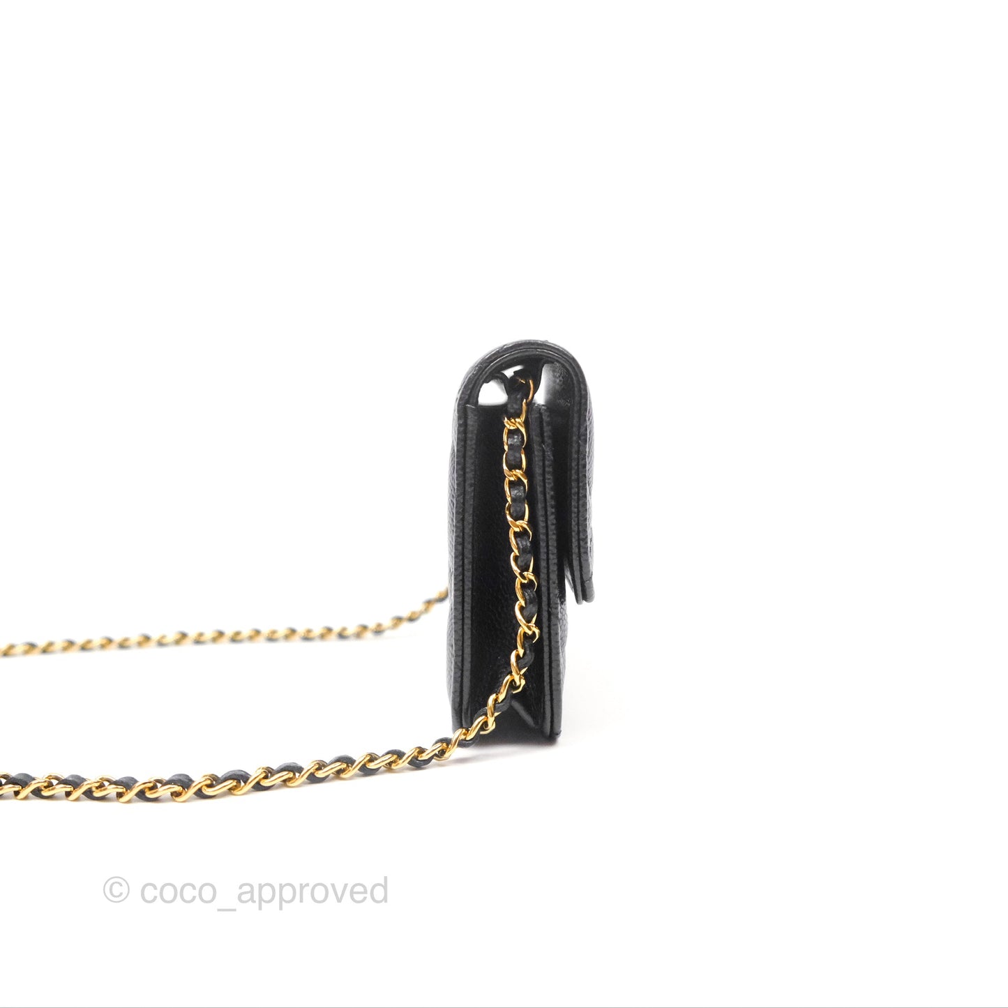 Chanel Miss Coco Clutch With Chain Quilted Black Caviar Gold Hardware