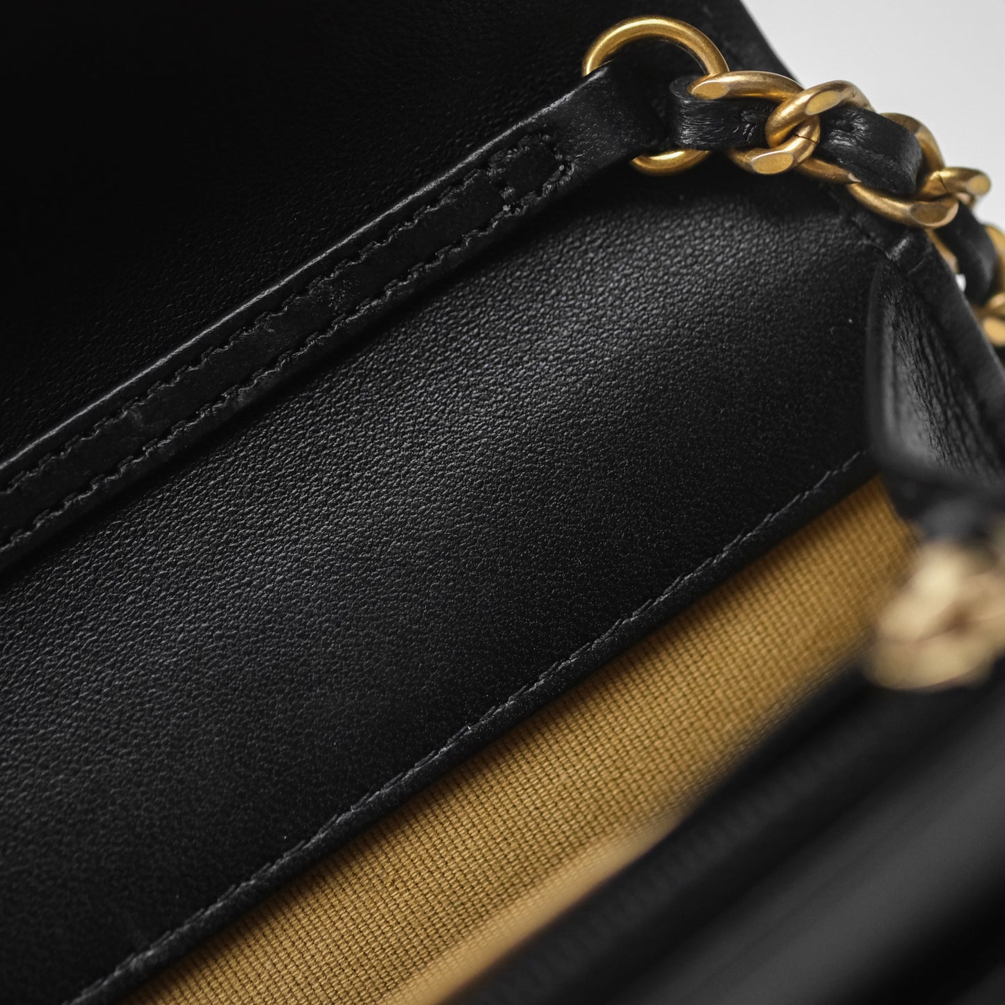 Chanel Quilted Pearl Crush Wallet on Chain WOC Black Lambskin Aged Gold Hardware