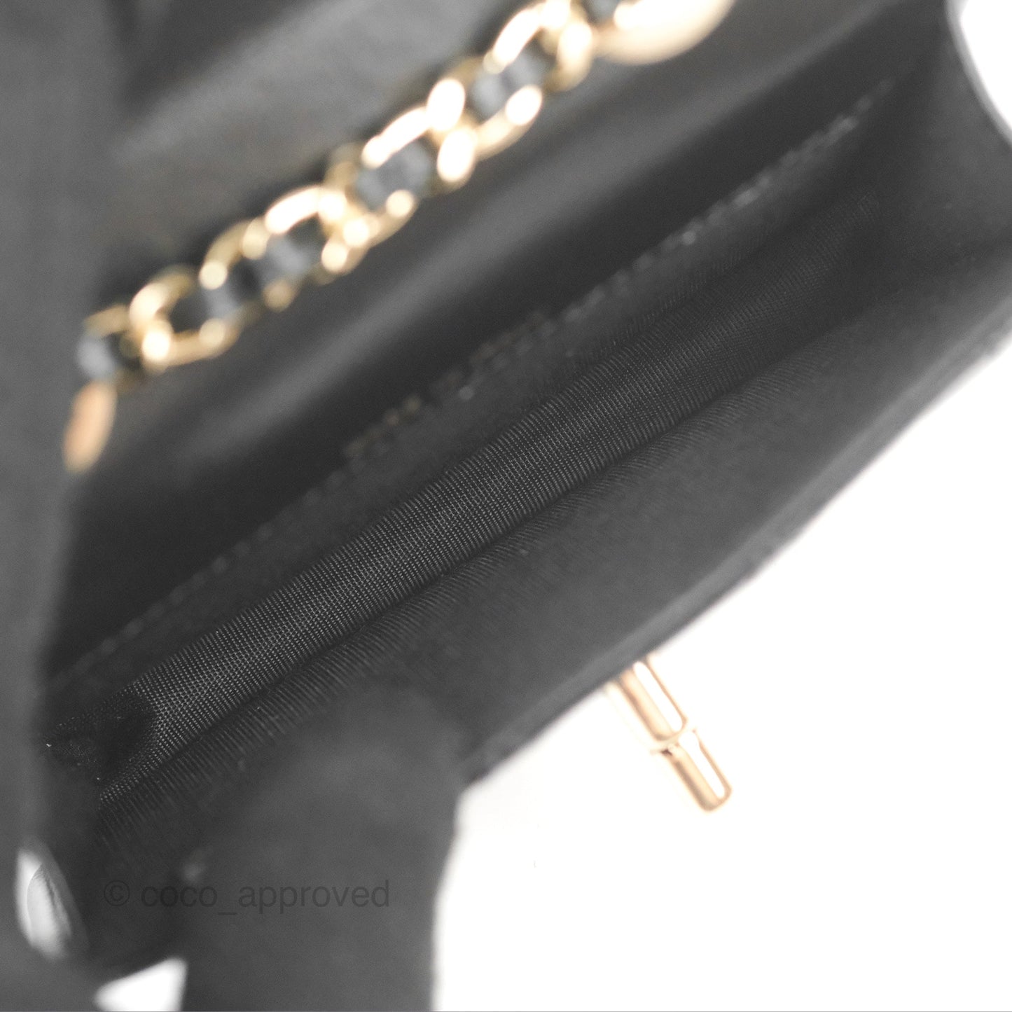 Chanel Mini Quilted Trendy CC Card Holder With Chain Black Lambskin Gold Hardware