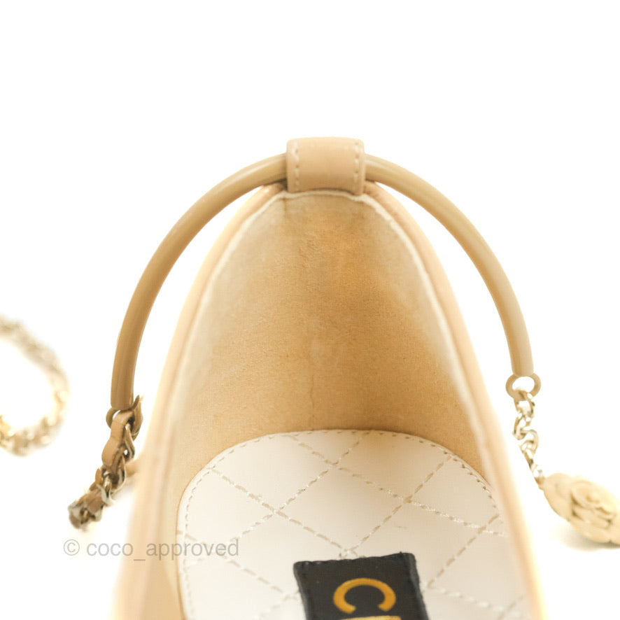 Chanel Cap Toe Ankle Chain Ballerina Flats Black/Beige