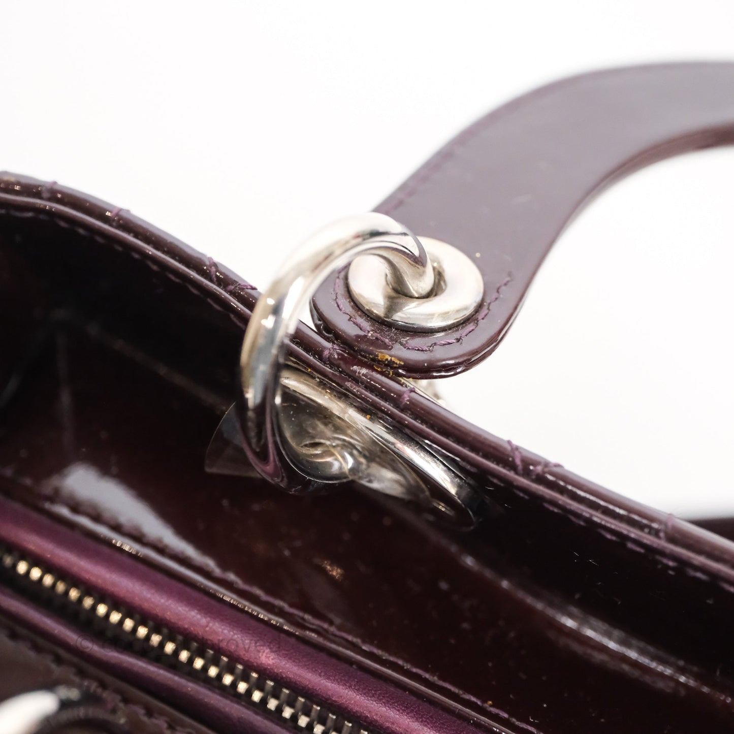 Christian Dior Medium Lady Dior Burgundy Patent Silver Hardware