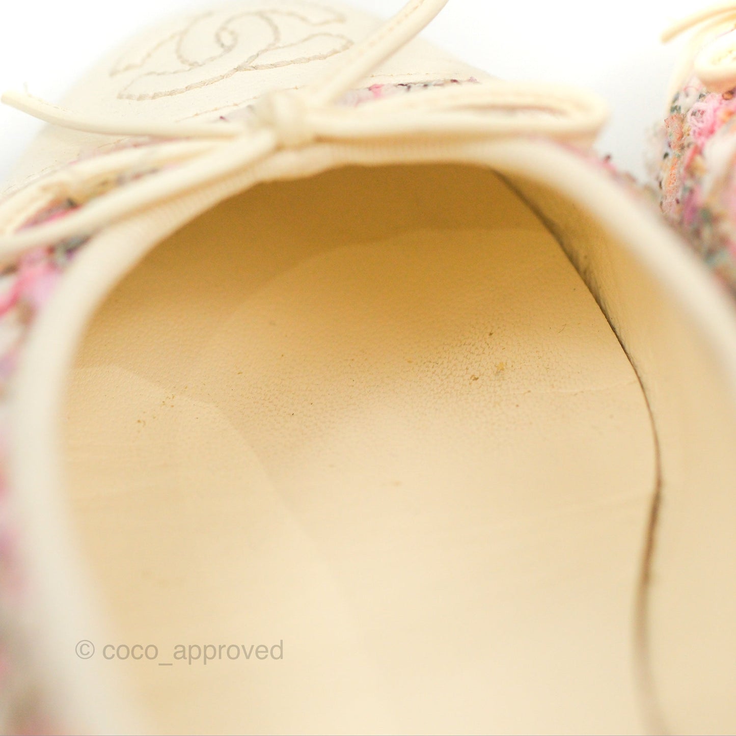 Chanel Ballerina Flats Pink/Ivory Tweed Size 38