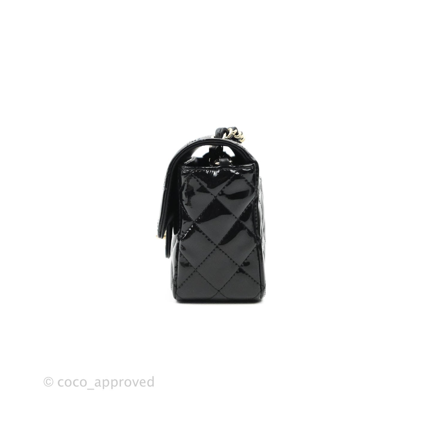 Chanel Quilted Mini Rectangular Black Patent Gold Hardware