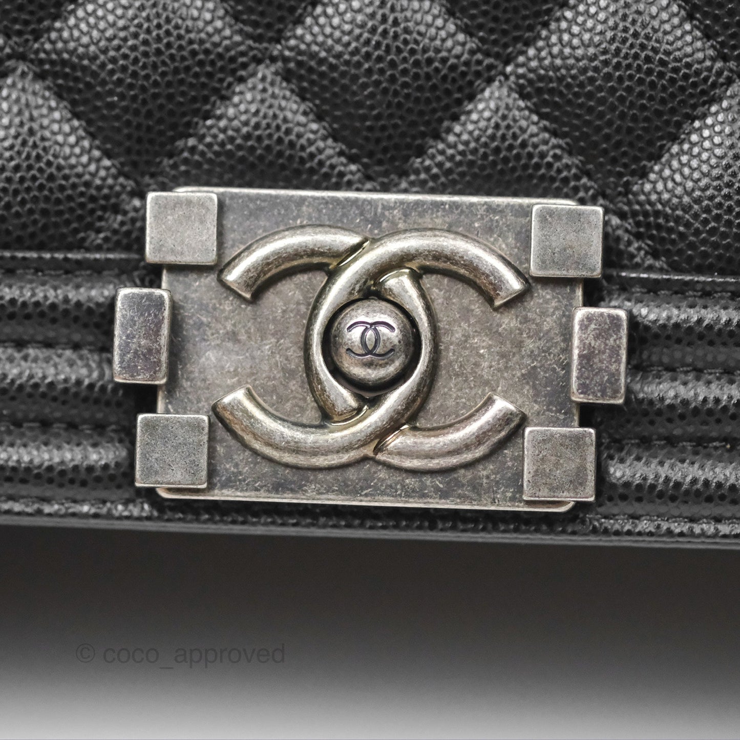 Chanel Quilted Medium Boy Black Caviar Ruthenium Hardware
