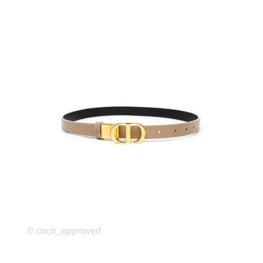 Dior 30 Montaigne Reversible Belt Hazelnut/Black Calfskin Gold Hardware Size 70