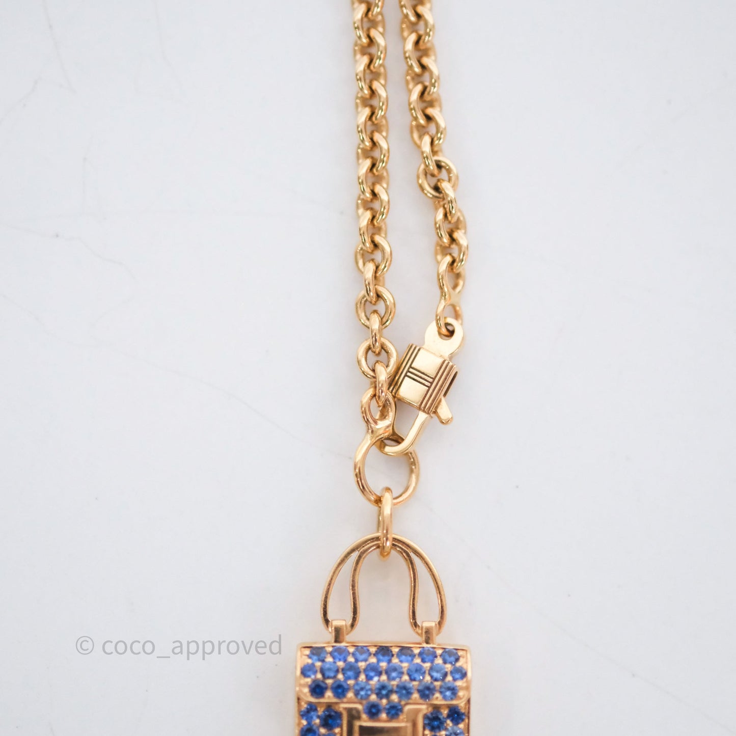 Hermès Amulettes Constance Bracelet Blue Sapphire Gemstones Rose Gold