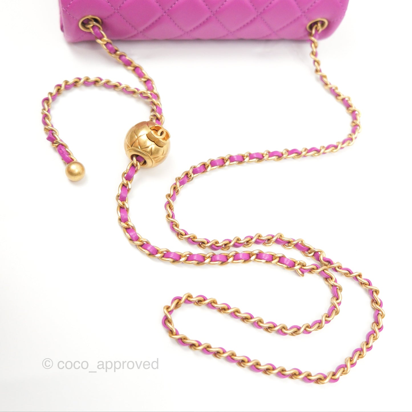 Chanel Mini Rectangular Pearl Crush Quilted Purple Lambskin Aged Gold Hardware