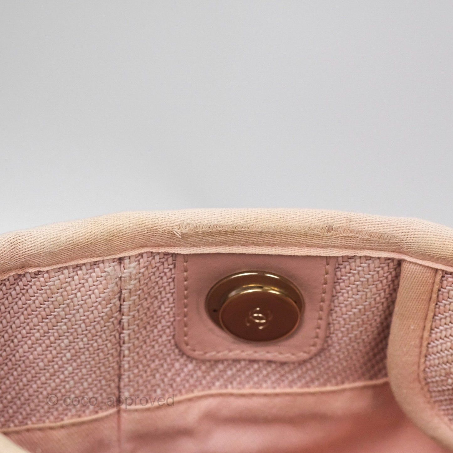Chanel Small Vertical Deauville Canvas Pink Gold Hardware