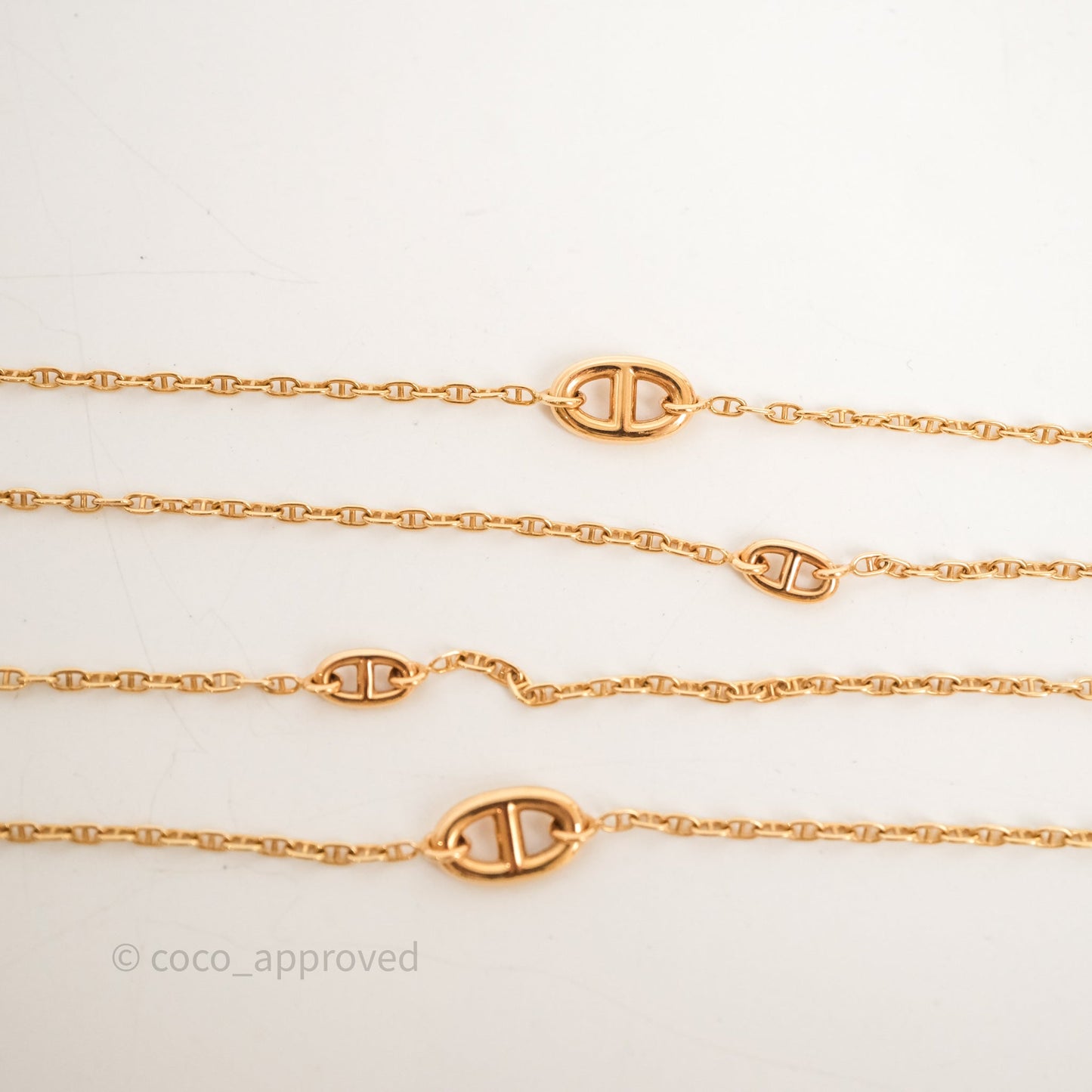 Hermes Sautoir 120cm 18K Necklace Gold Tone