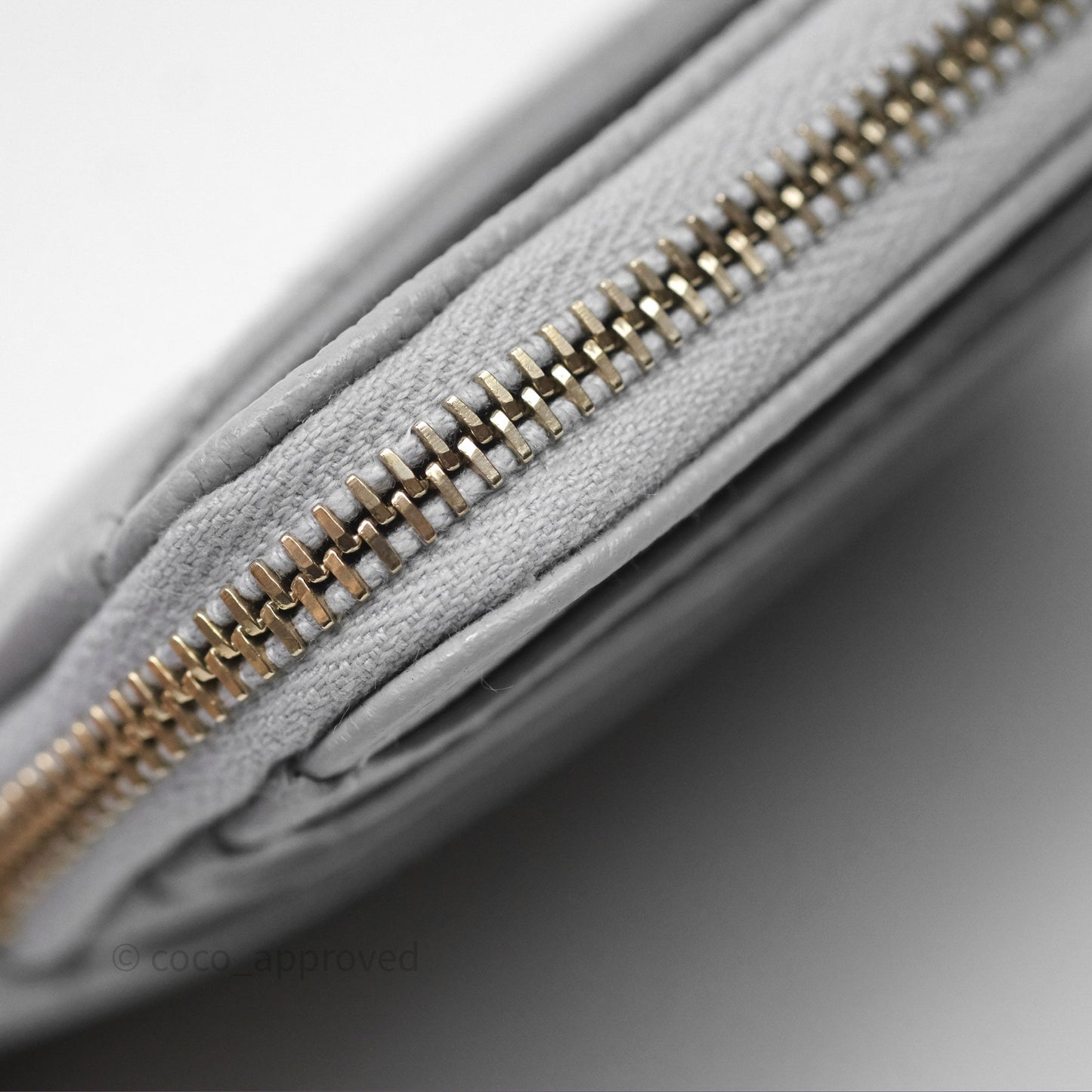 Chanel Quilted Classic Zip Card Holder Wallet Grey Caviar Gold Hardware