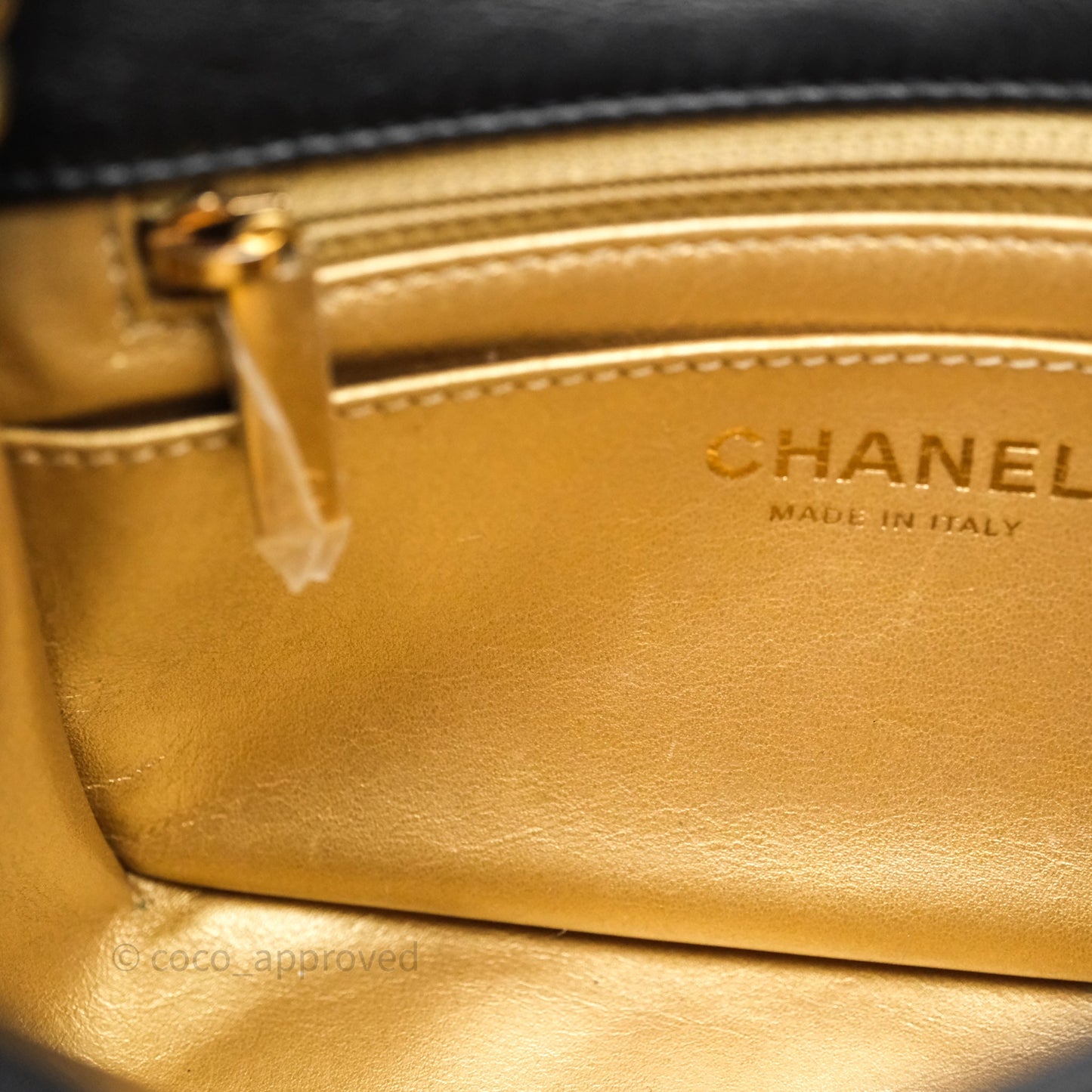 Chanel Pearl Crush Mini Square Quilted Black Lambskin Aged Gold Hardware
