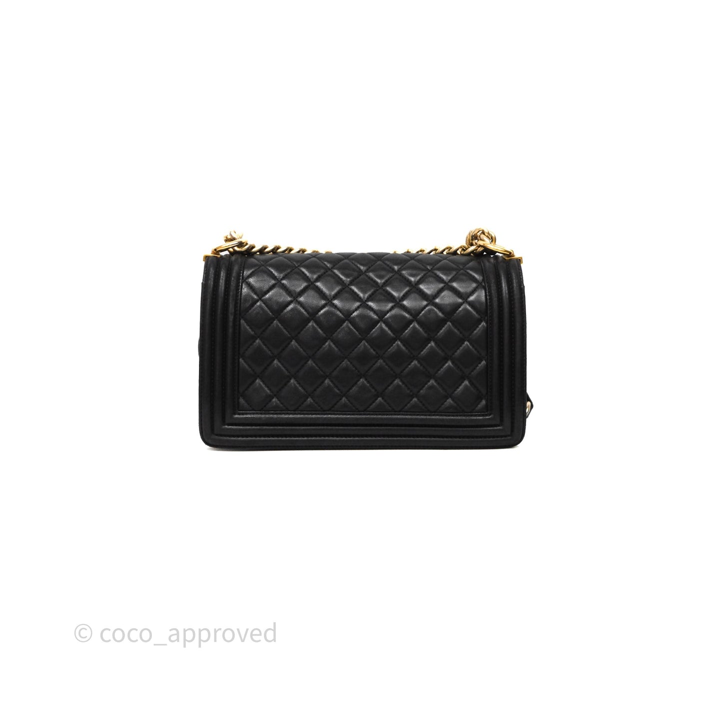 Chanel Medium Boy Quilted Black Lambskin Aged Gold Hardware