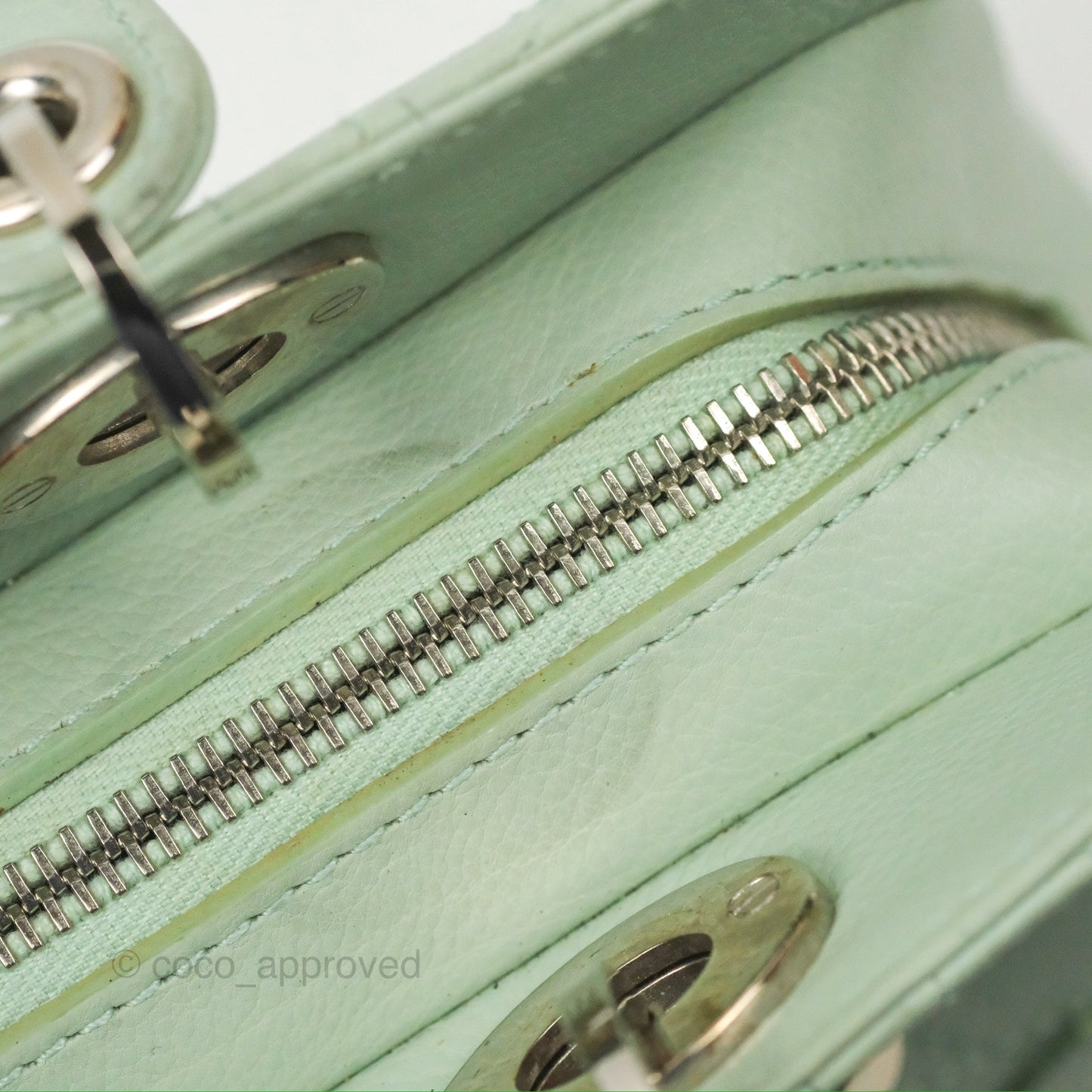 Dior East West Lady Dior Mint Green Calfskin Silver Hardware