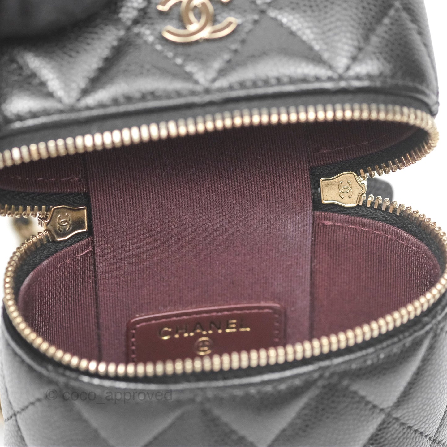 Chanel Vanity Phone Holder With Chain Black Caviar Gold Hardware