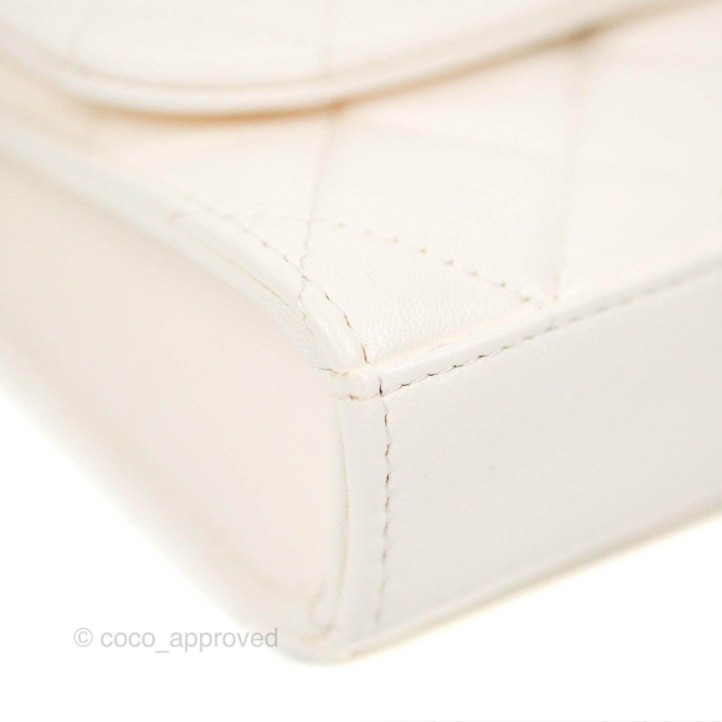 Chanel Mini Quilted Trendy CC Clutch With Chain White Lambskin Black Hardware