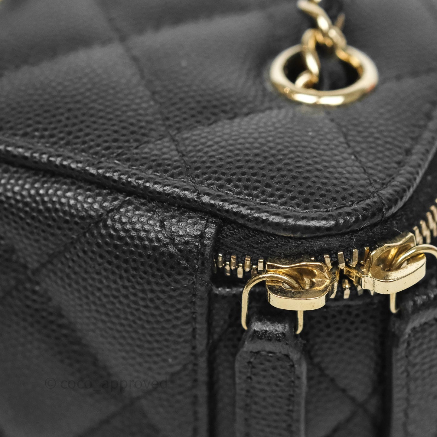 Chanel Mini Vanity With Chain Black Caviar Gold Hardware