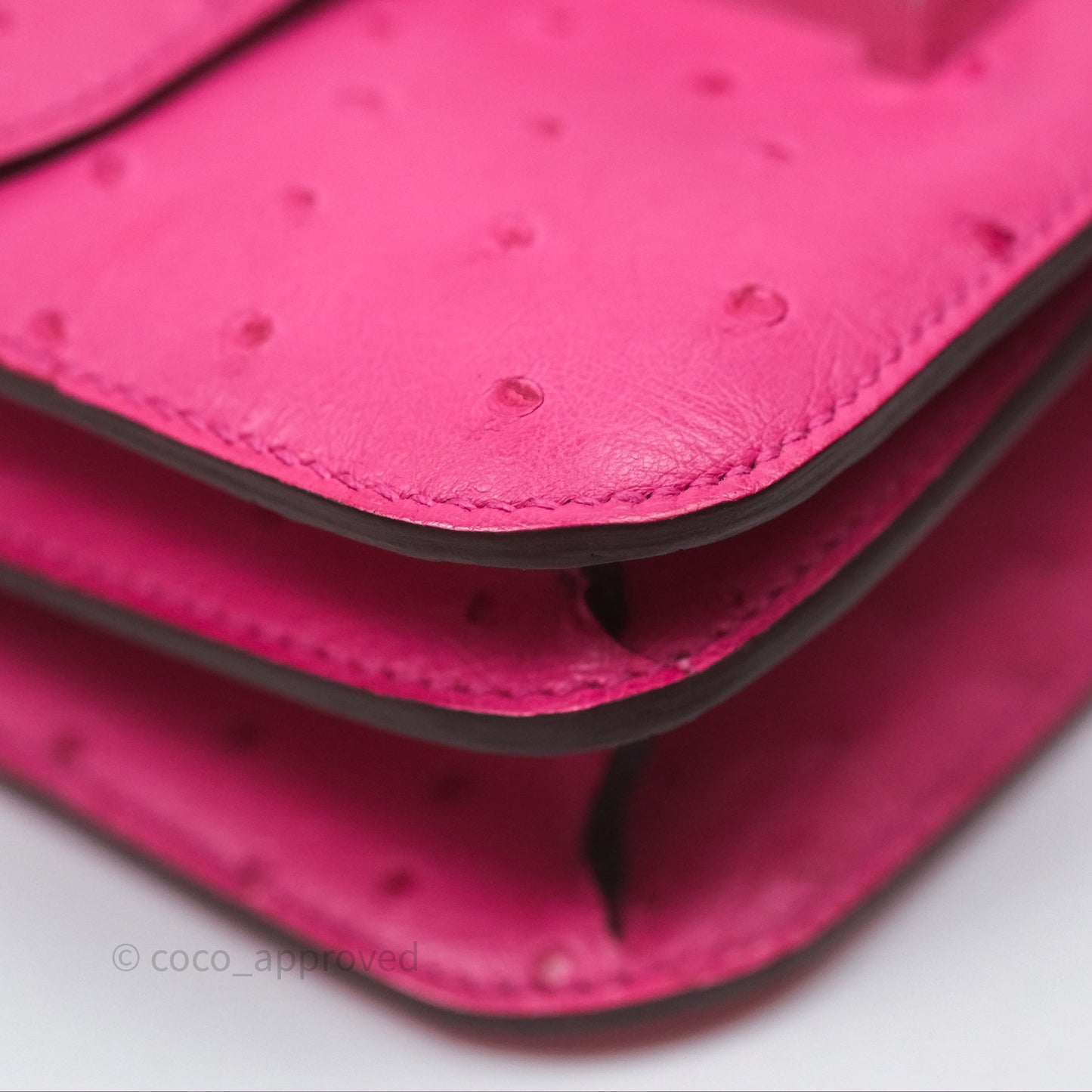 Hermès Constance Mini 18cm Rose Tyrien E5 Ostrich Palladium Hardware