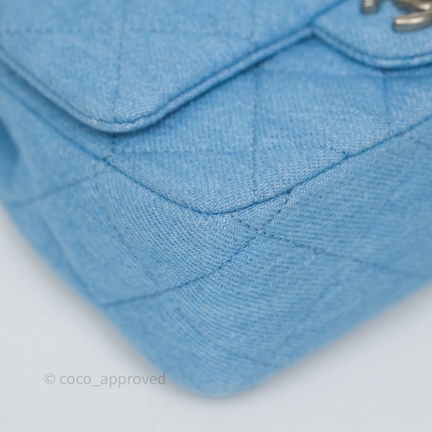 Chanel Heart Crush Mini Flap Bag Blue Denim Aged Silver Hardware