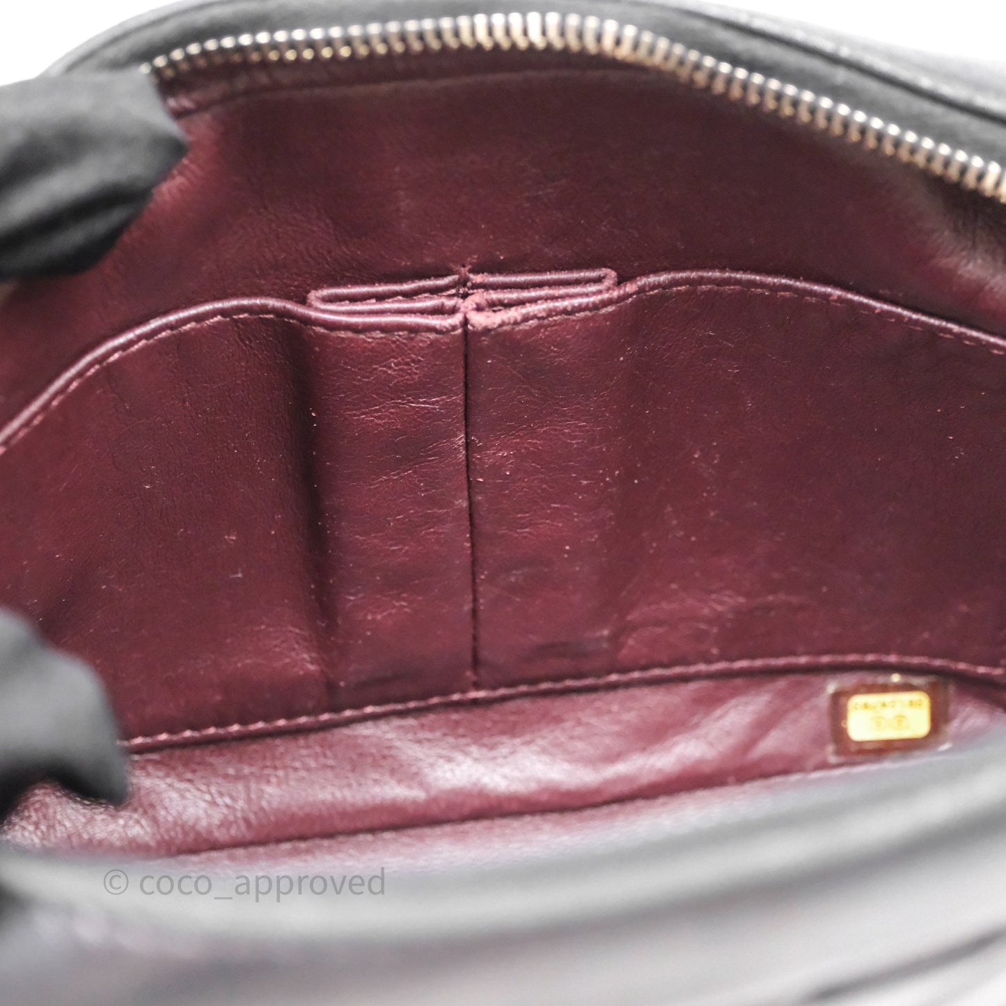 Chanel Chevron Camera Bag Black Lambskin Gold Hardware