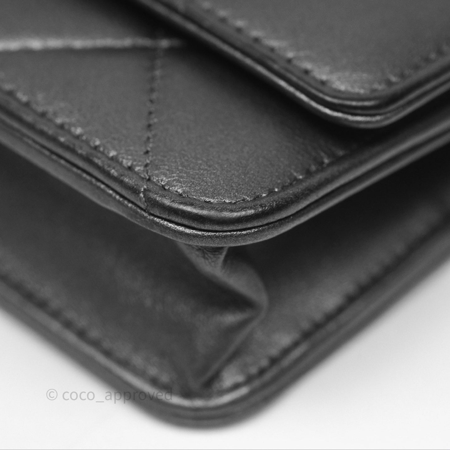 Chanel Wallet On Chain WOC Iridescent Dark Grey Lambskin Gold Hardware