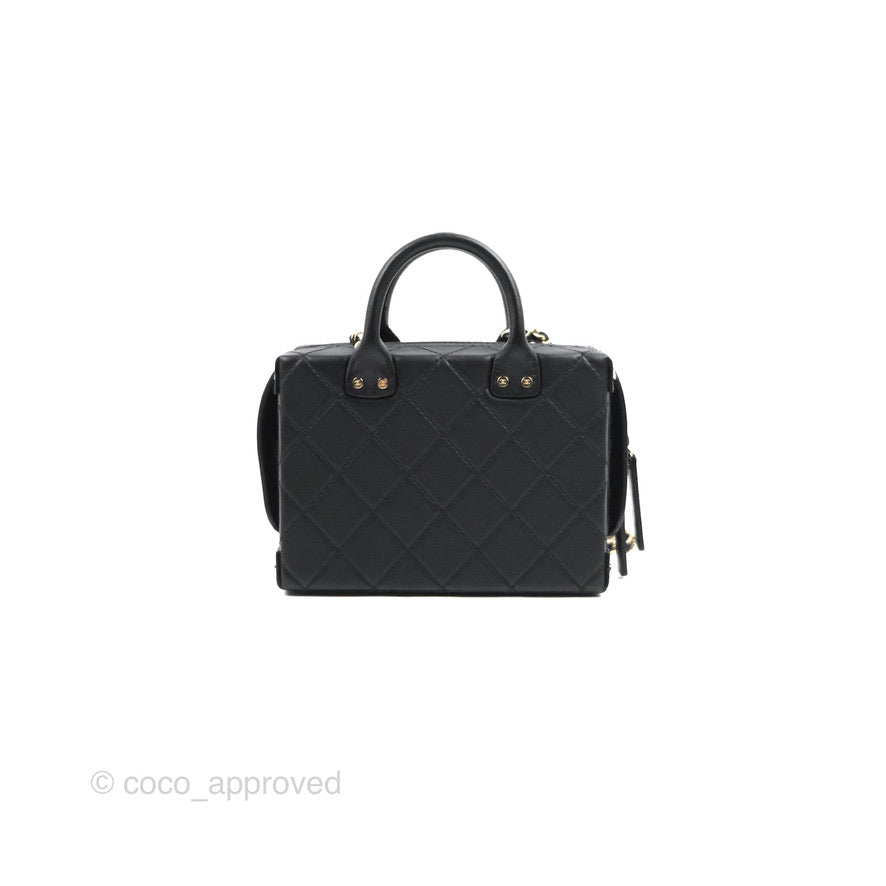 Chanel Quilted Vanity Case with Chain Black Calfskin Gold Hardware 22B