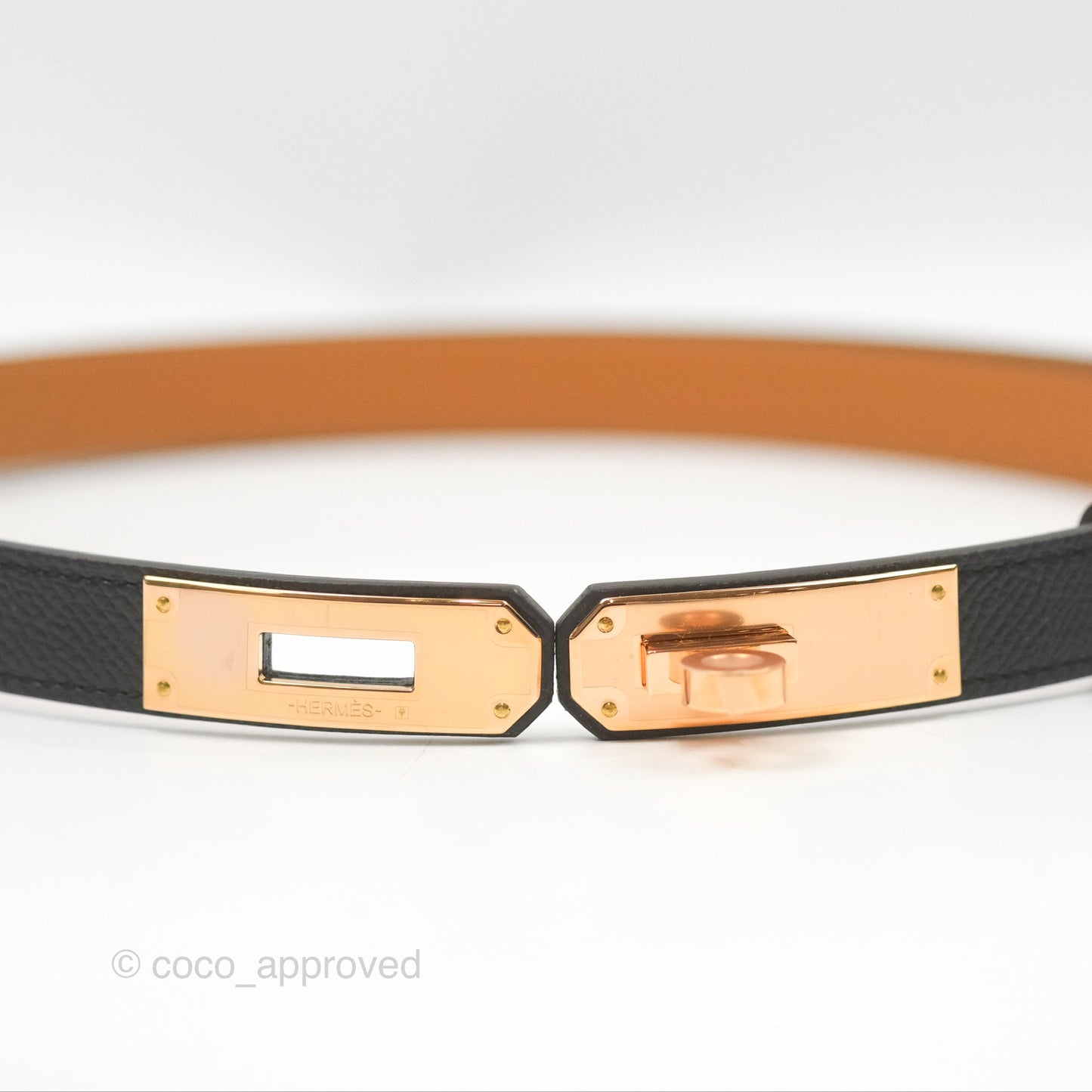 Hermès Kelly 18 Belt Black Epsom Rose Gold Hardware