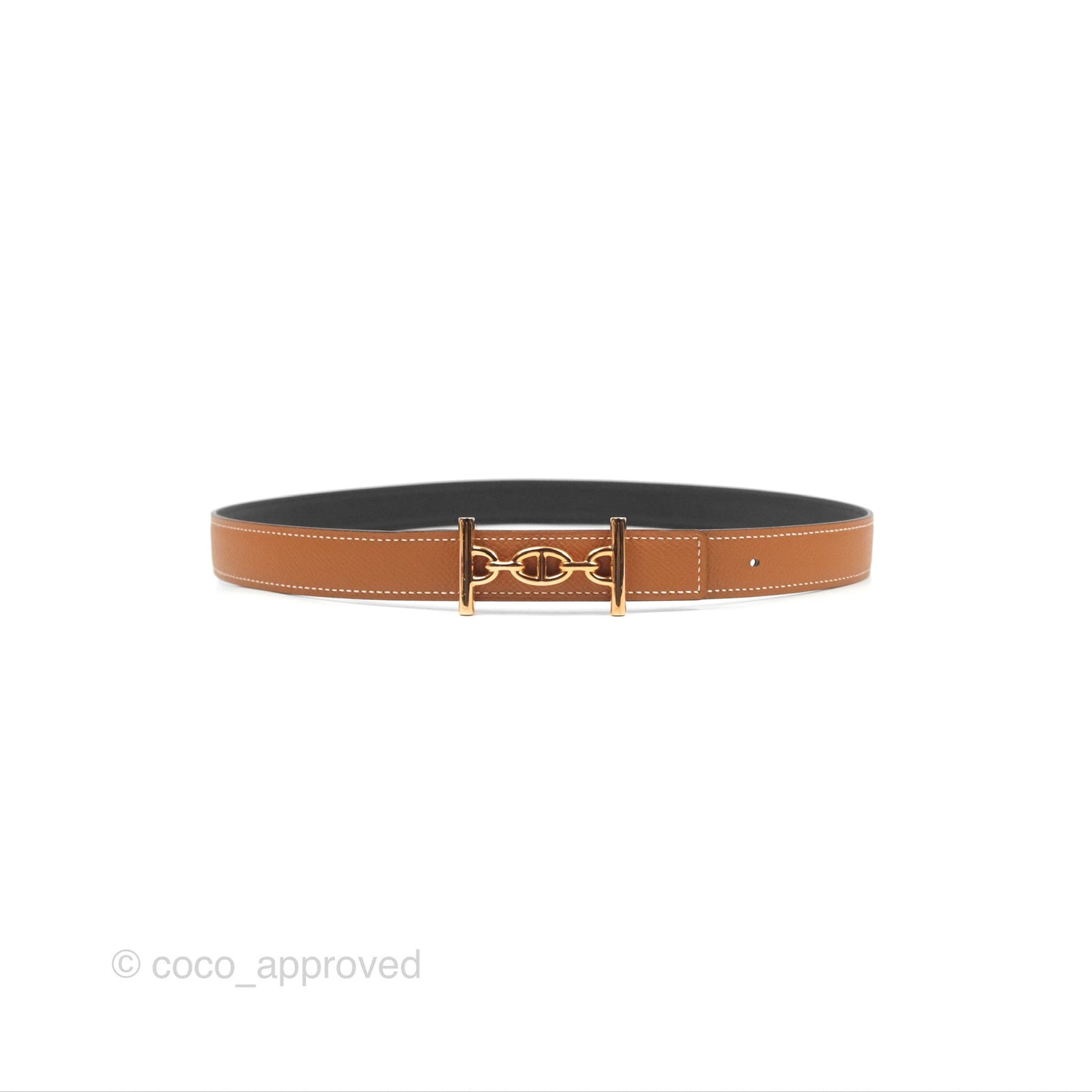 Hermès Lagune Belt Buckle & Reversible Leather Strap Gold / Noir Rose Gold Hardware 24mm