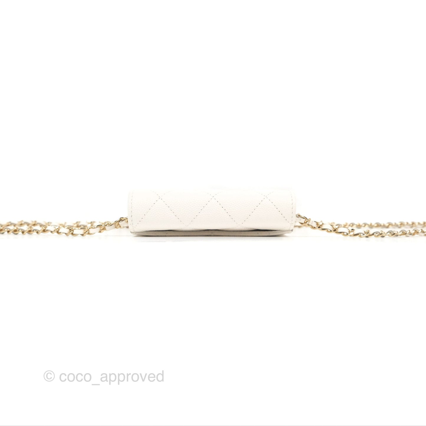 Chanel Mini Wallet With Chain White Caviar Gold Hardware