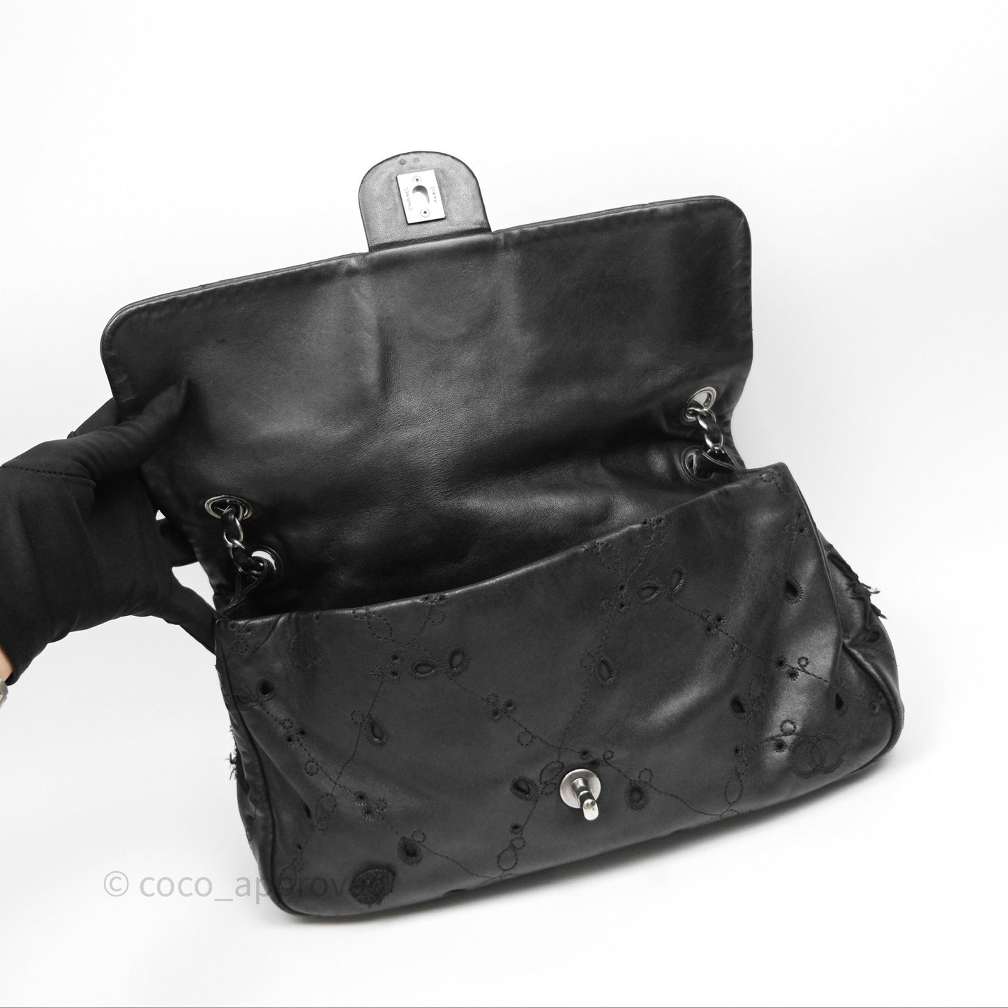 Chanel Embroidered Butterfly Flap Black Lambskin Ruthenium Hardware