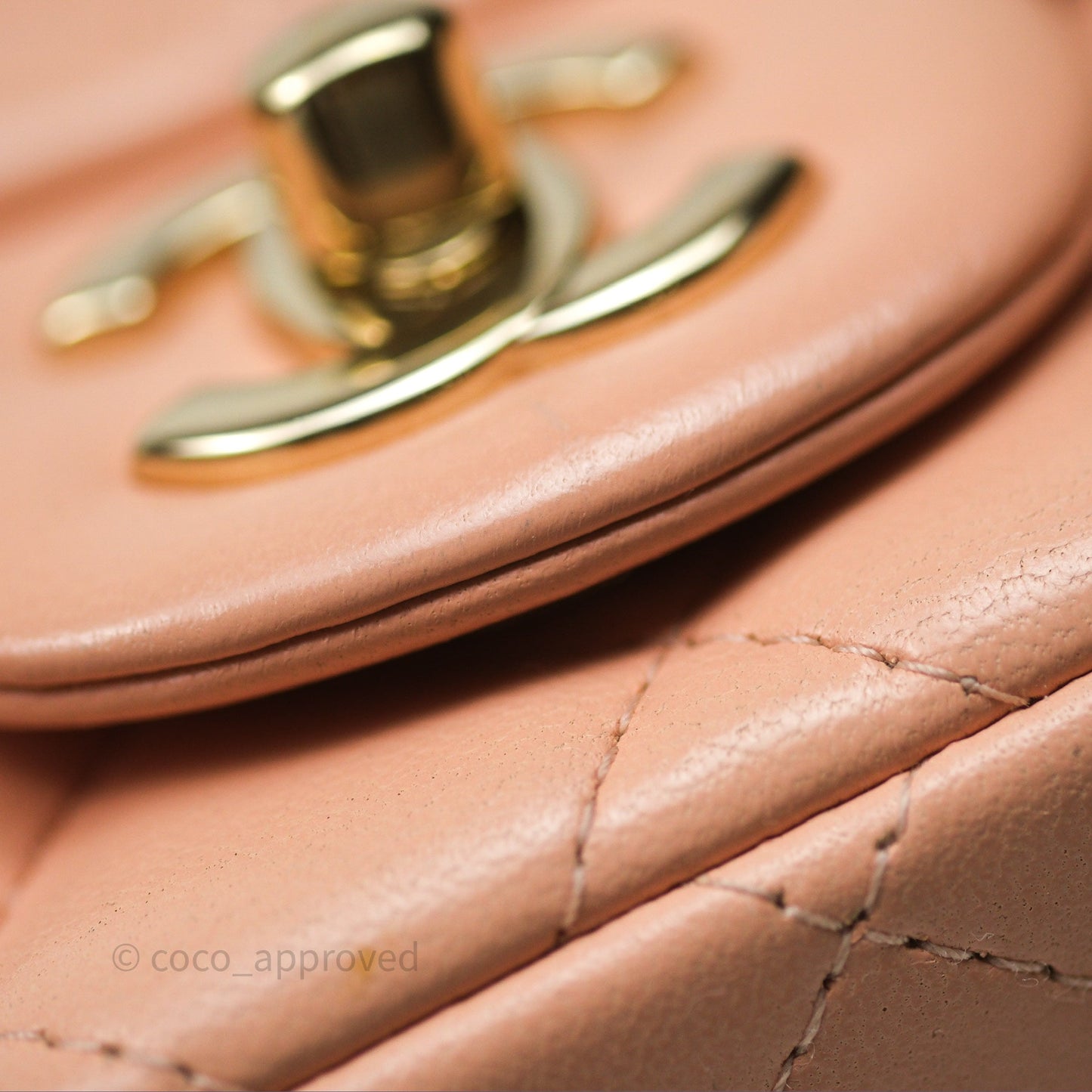 Chanel Mini Square Flap Quilted Beige Pink Lambskin Gold Hardware