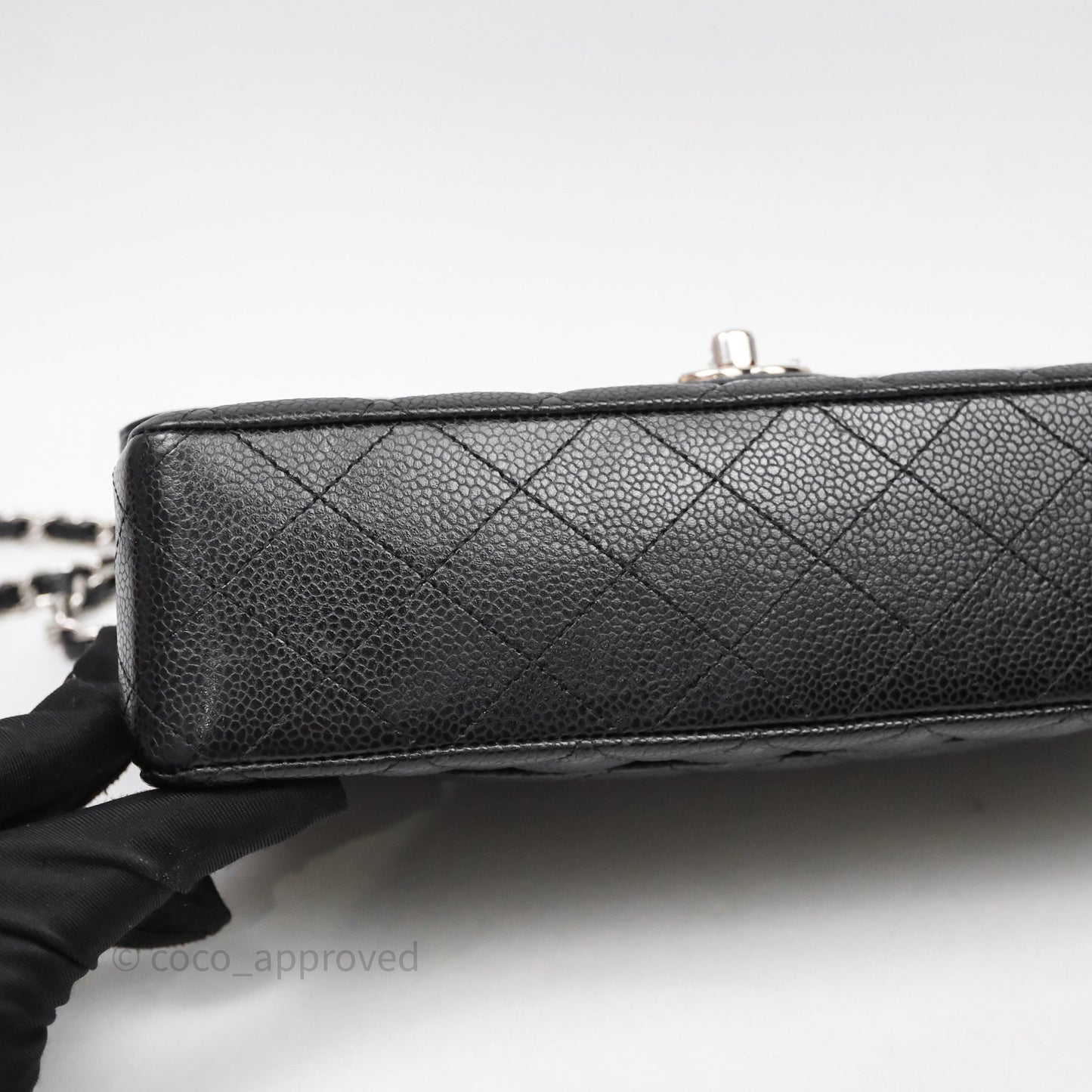 Chanel Classic M/L Medium Flap Quilted Black Caviar Silver Hardware