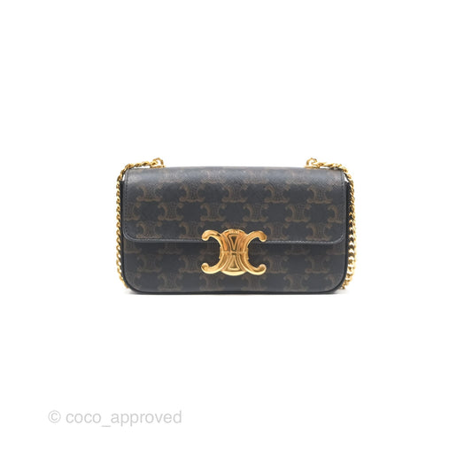Celine Chain Shoulder Bag Claude in Triomphe Canvas Tan