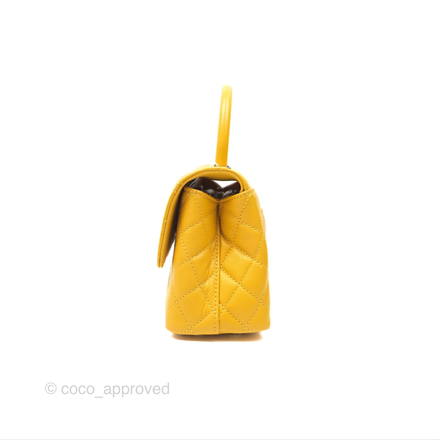 Chanel Small Coco Handle Mustard Yellow Caviar Gold Hardware