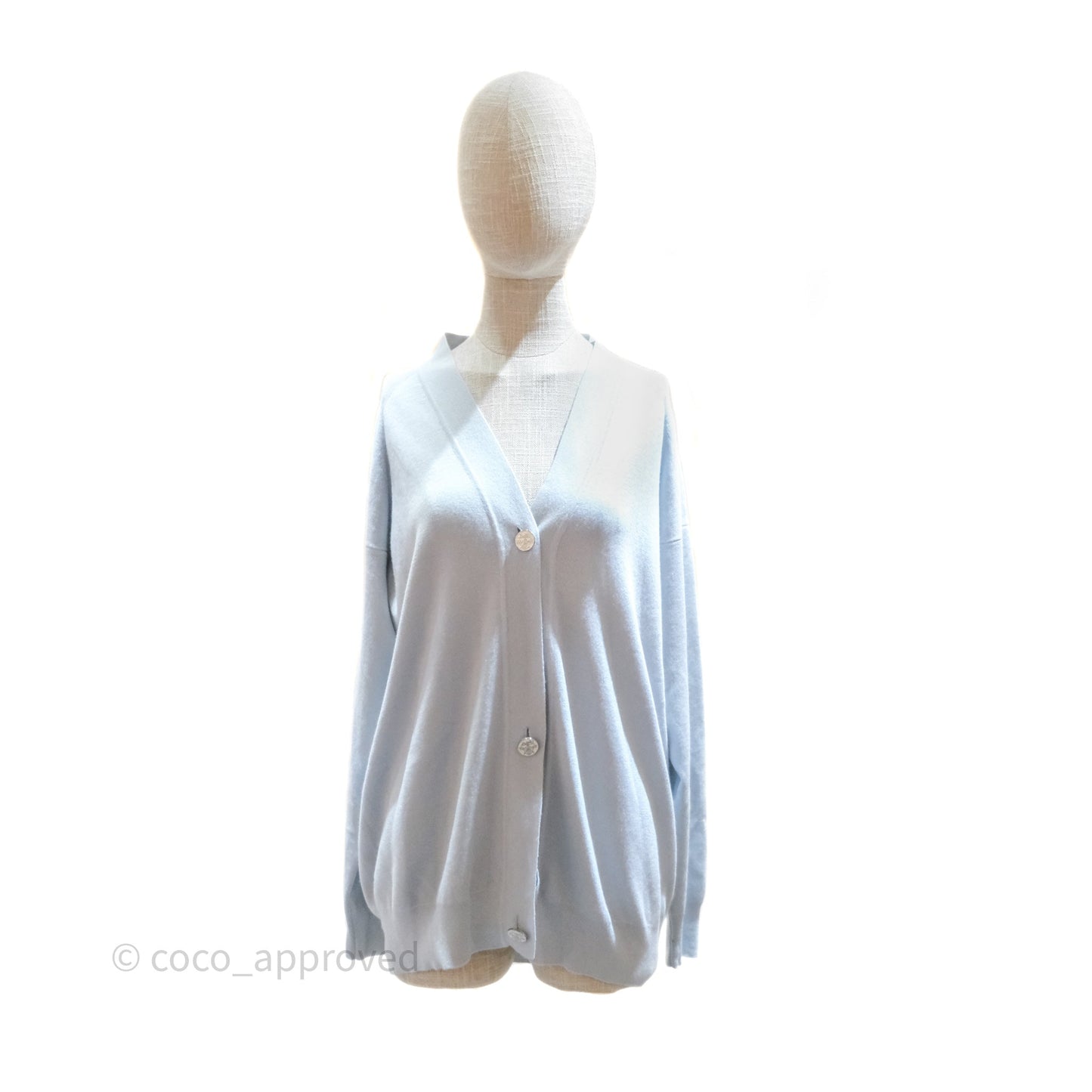 Hermès V-Neck Cardigans Silk/ Cashmere Baby Blue Size 34