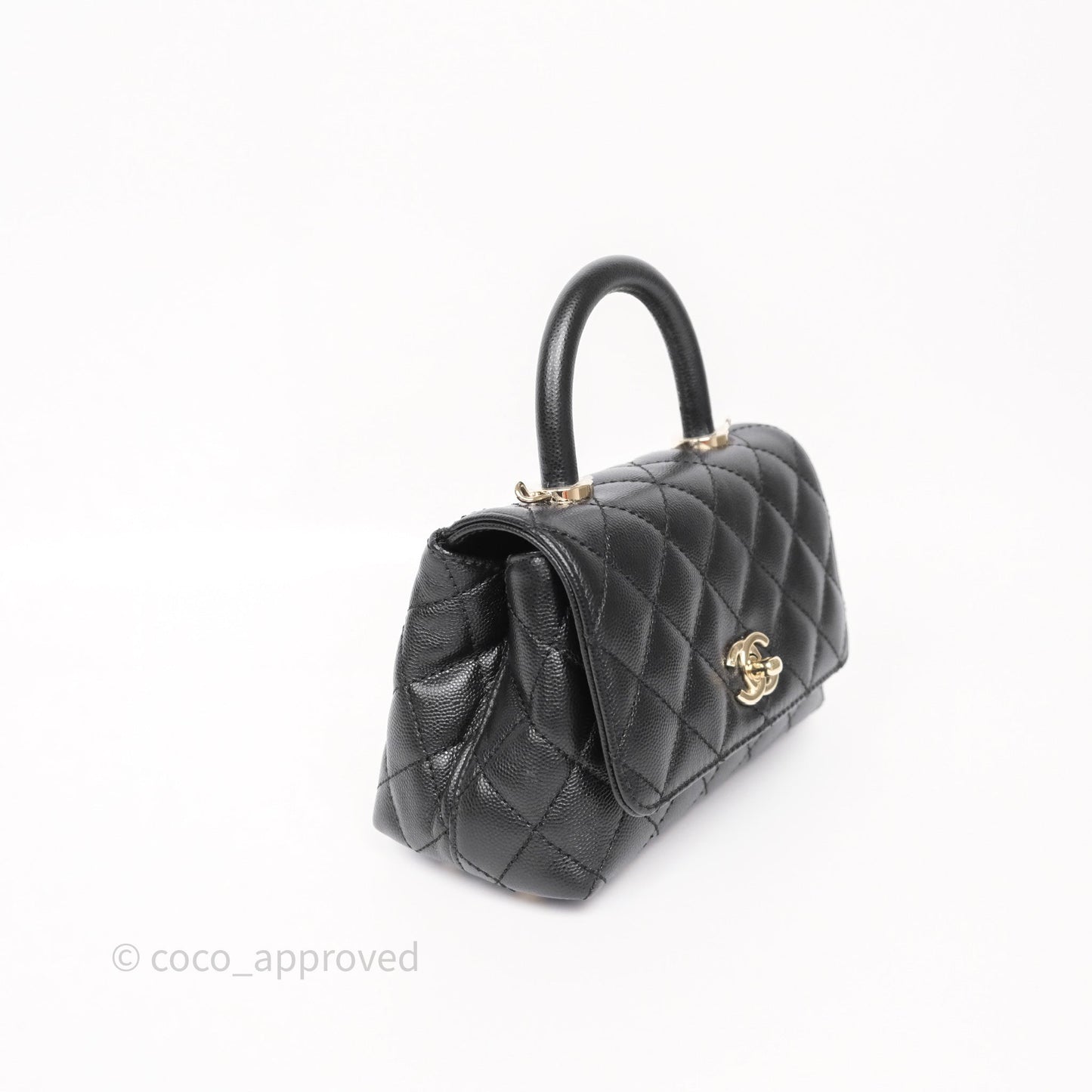 Chanel Mini Coco Handle Quilted Black Caviar Gold Hardware