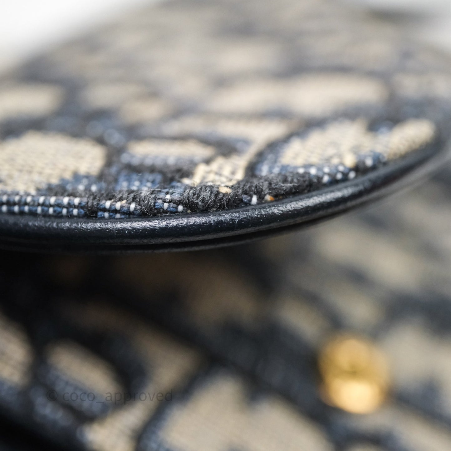 Christian Dior Small Saddle Pouch Wallet with Chain Blue Dior Oblique Jacquard