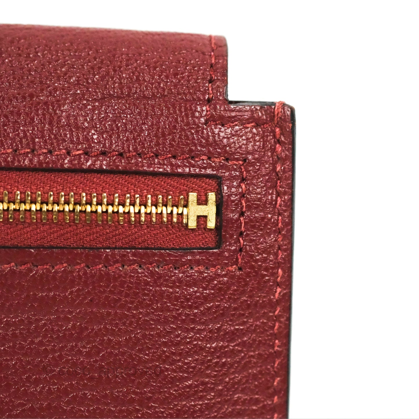 Hermès Kelly Pocket Compact Wallet Chevre Mysore Dark Red Gold Hardware
