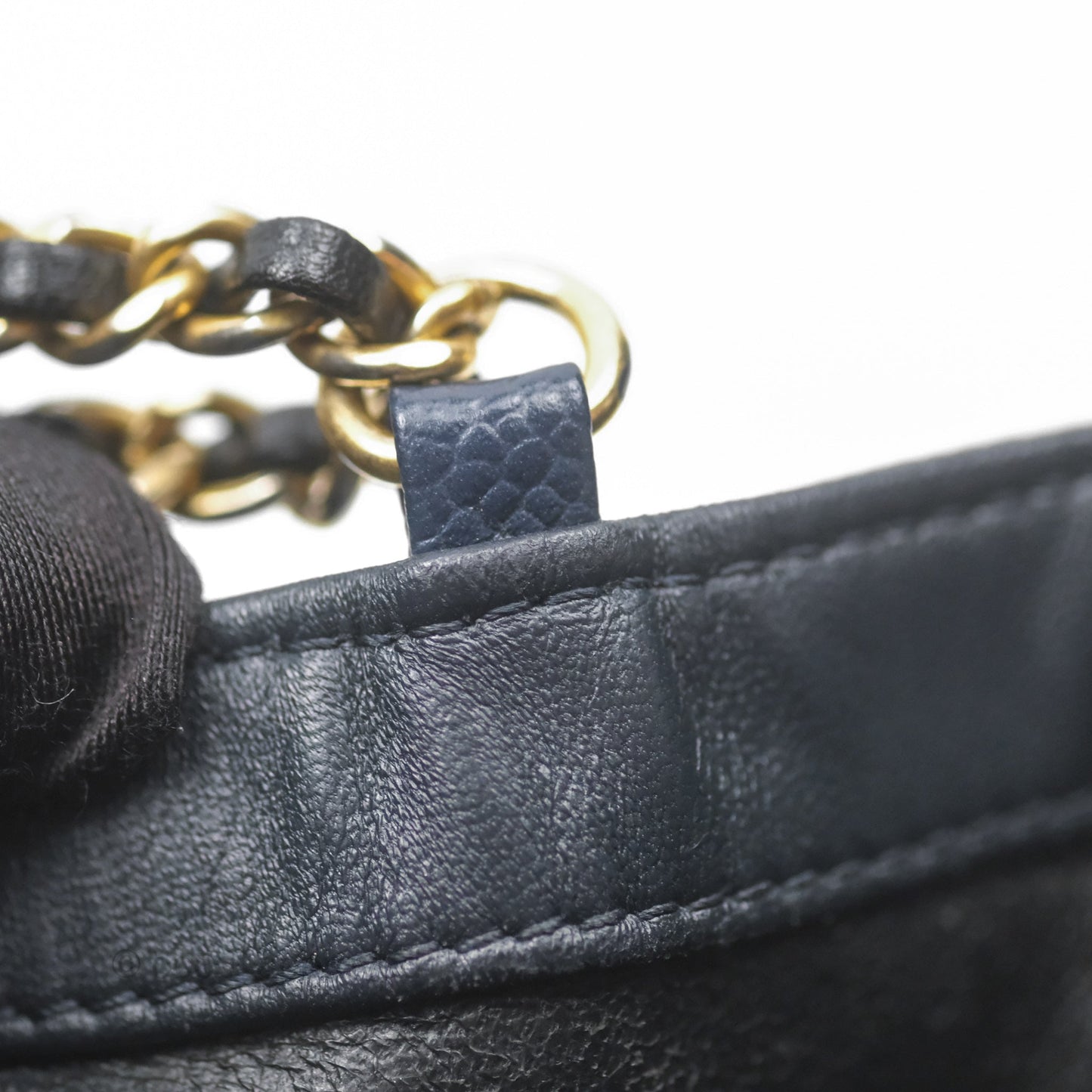 Chanel Small CC Filigree Flap Quilted Navy Black Caviar Aged Gold Hardware