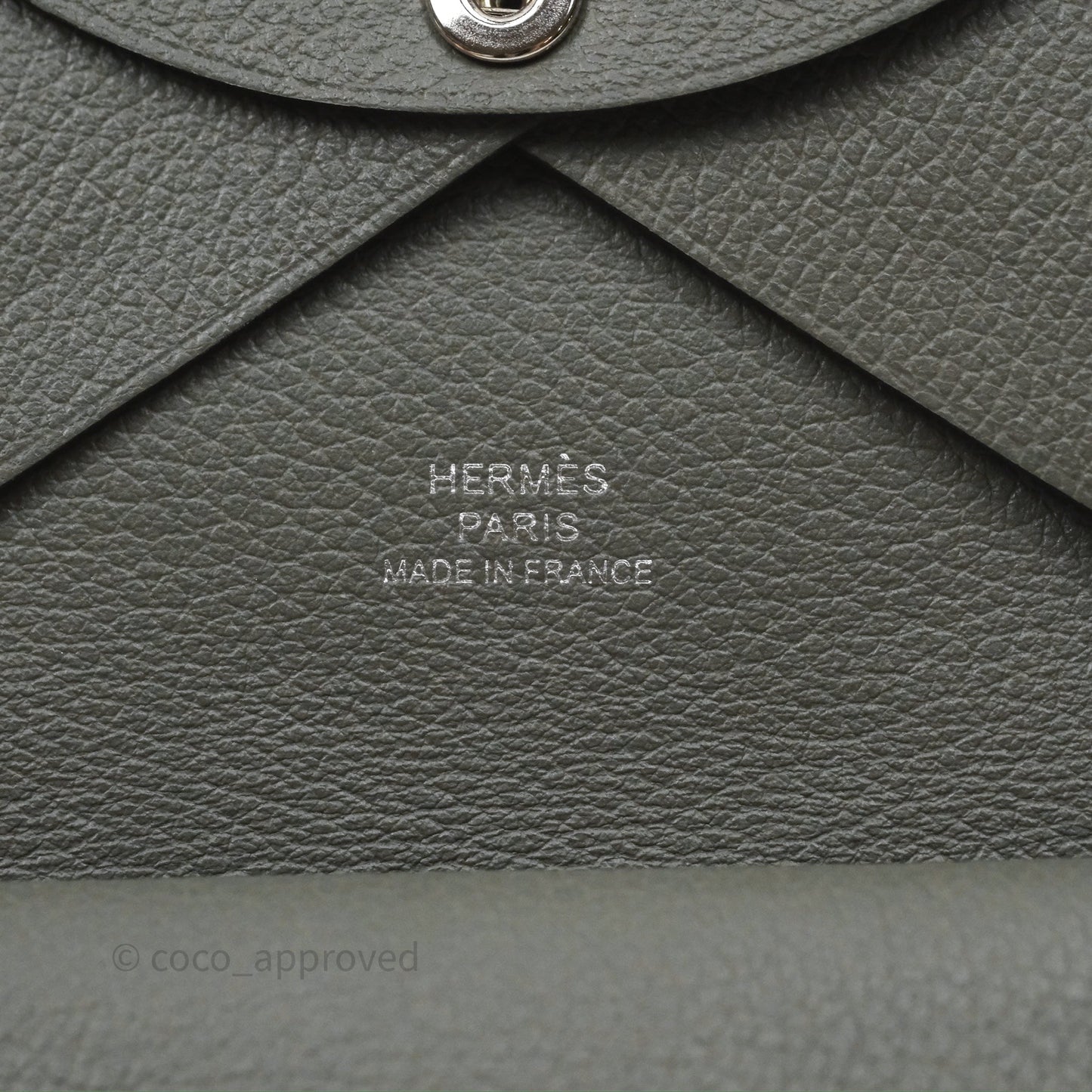 Hermès Calvi Duo Compact Card Holder Gris Meyer 0L Evercolor Palladium Hardware