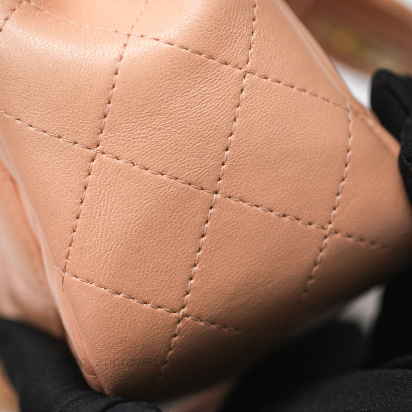 Chanel Mini Square Flap Quilted Beige Pink Lambskin Gold Hardware