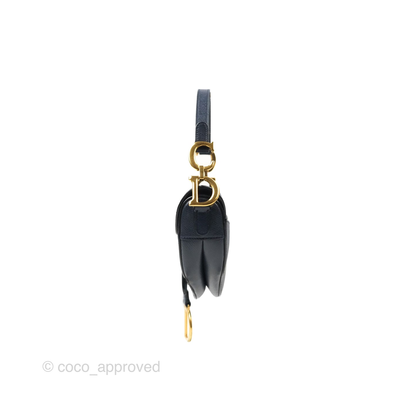 Christian Dior Mini Saddle Bag Navy Grained Calfskin Gold Hardware