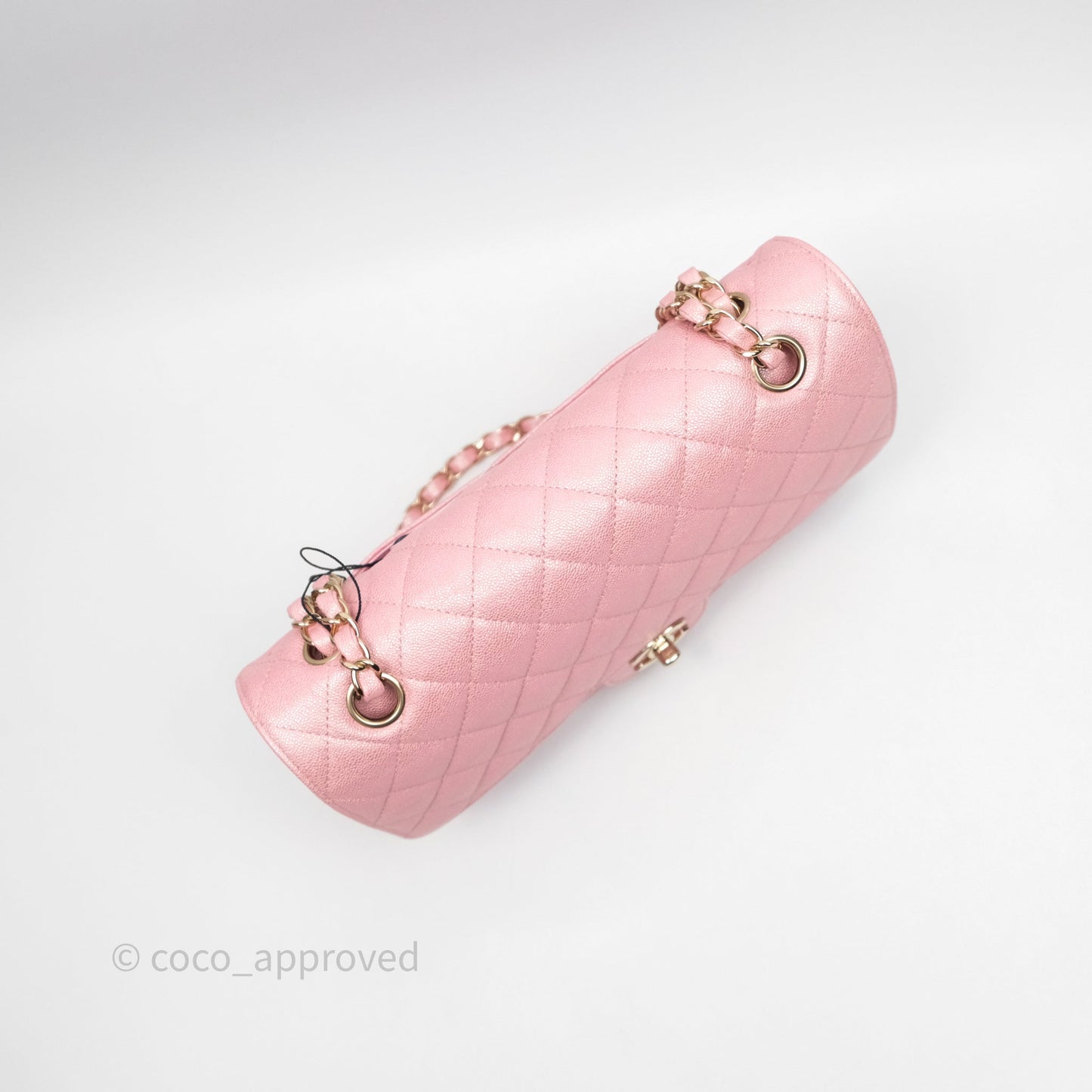 Chanel Quilted Classic M/L Medium Flap Iridescent Pink Caviar Gold Hardware 19S