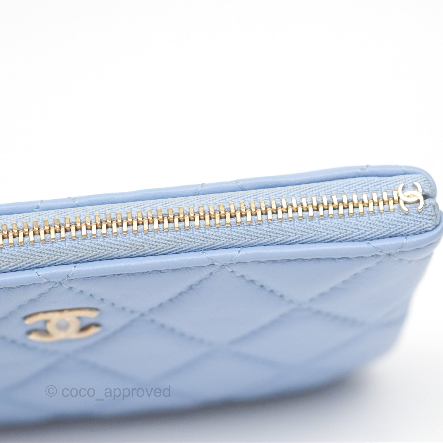 Chanel Quilted Mini O Case Blue Lambskin Gold Hardware