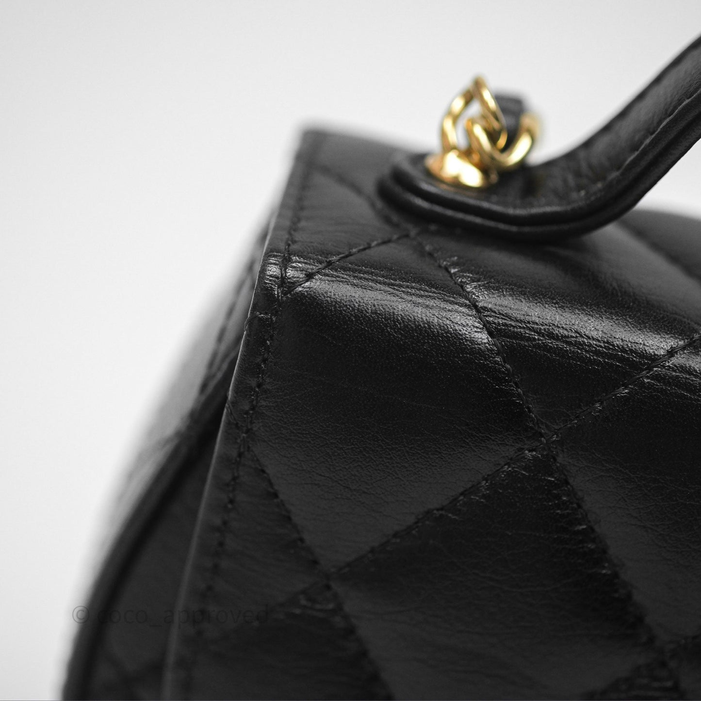 Chanel Quilted Phone Holder with Chain Black Shiny Calfskin Gold Hardware 23A