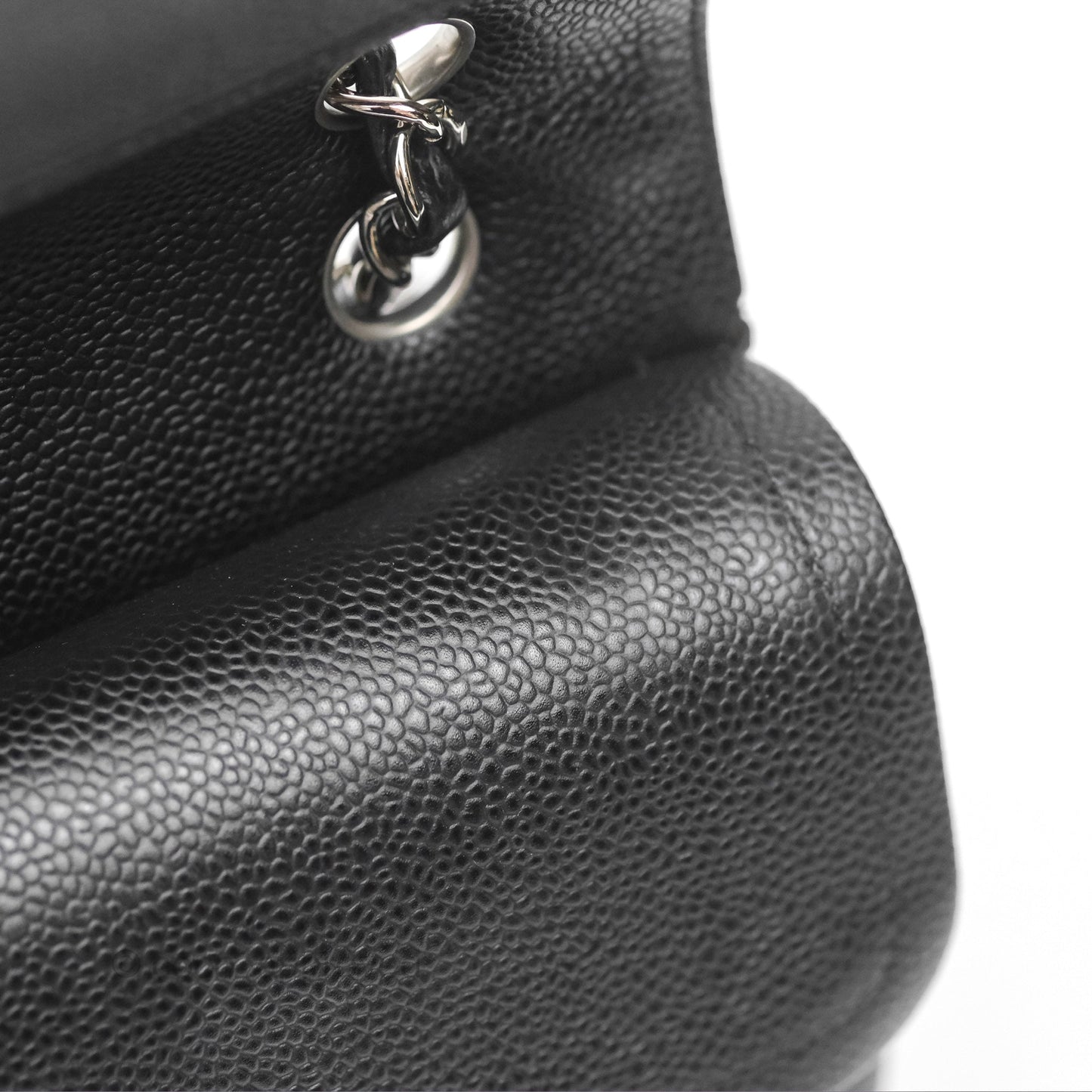 Chanel Classic M/L Medium Flap Quilted Black Caviar Silver Hardware