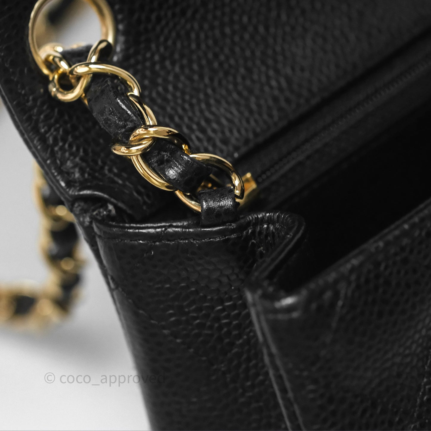 Chanel Vintage Mini Square Flap Quilted Black Caviar 24K Gold Hardware