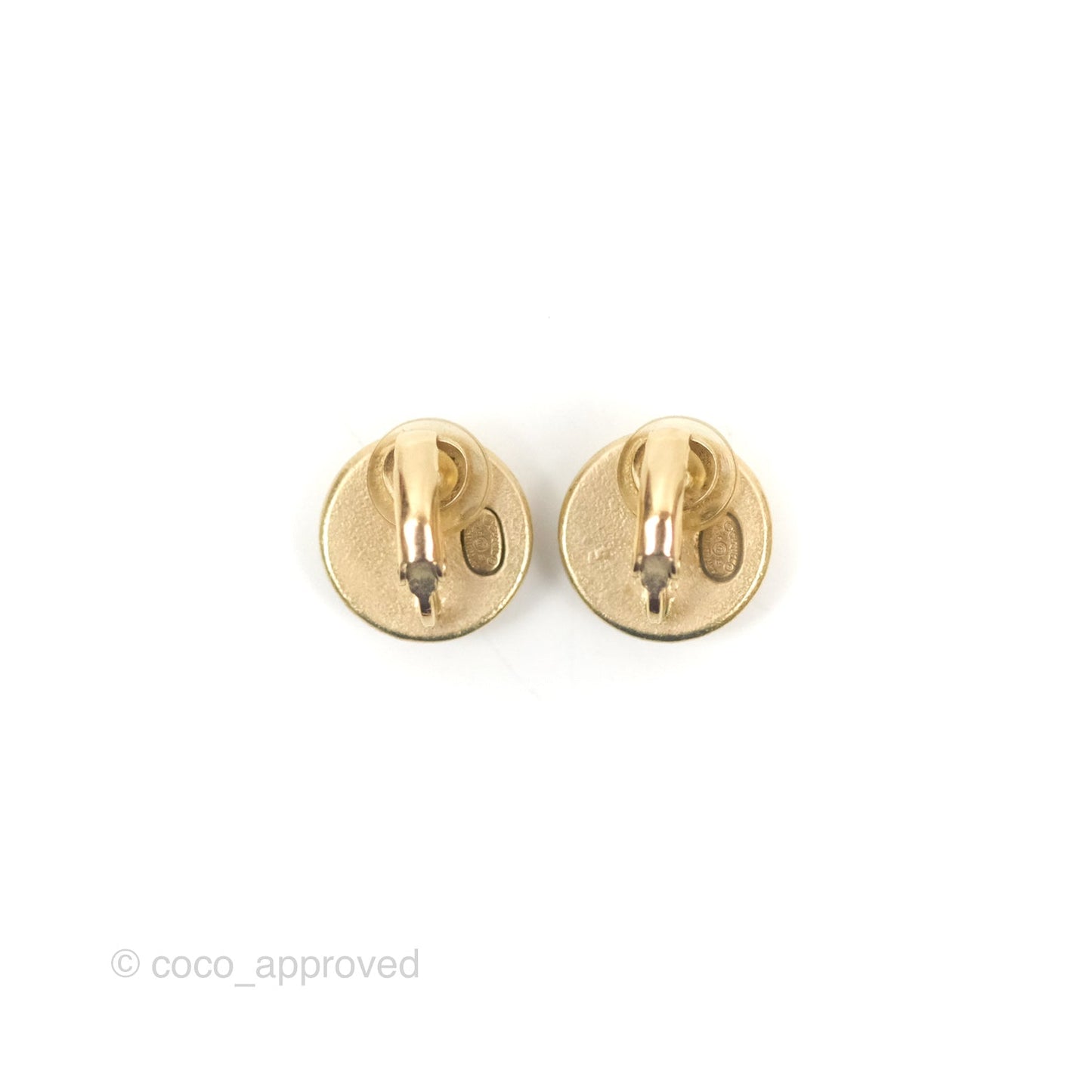 Chanel Round CC Crystal Ear Clips Gold Tone 16B