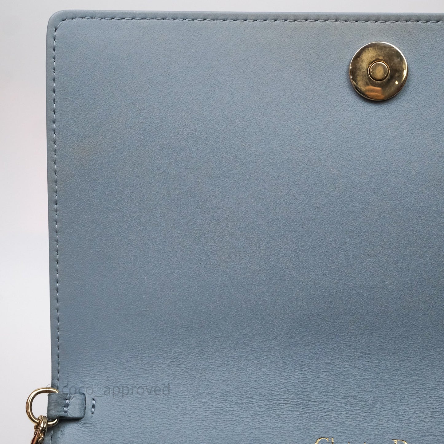 Christian Dior Lady Dior Pouch with Chain Blue Grey Cannage Lambskin Gold Hardware
