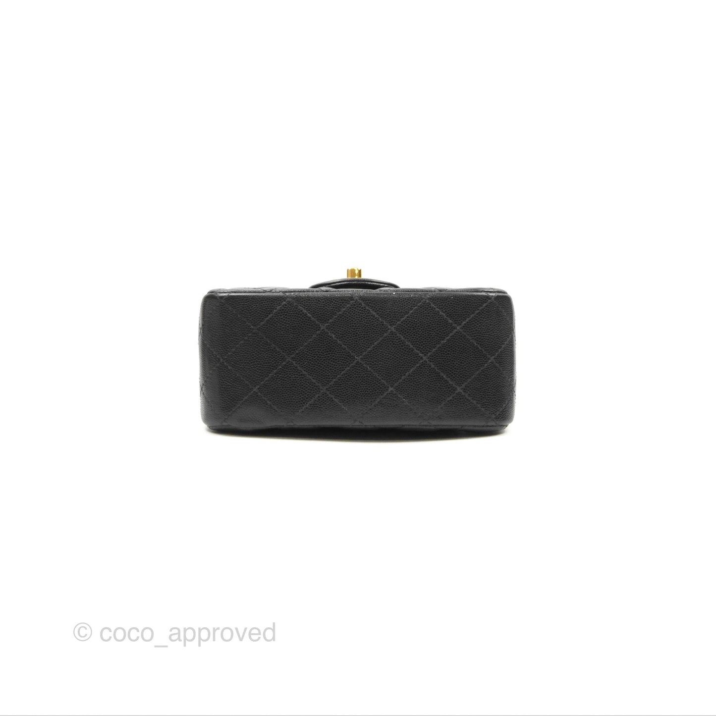 Chanel Mini Square Flap Quilted Black Caviar Gold Hardware